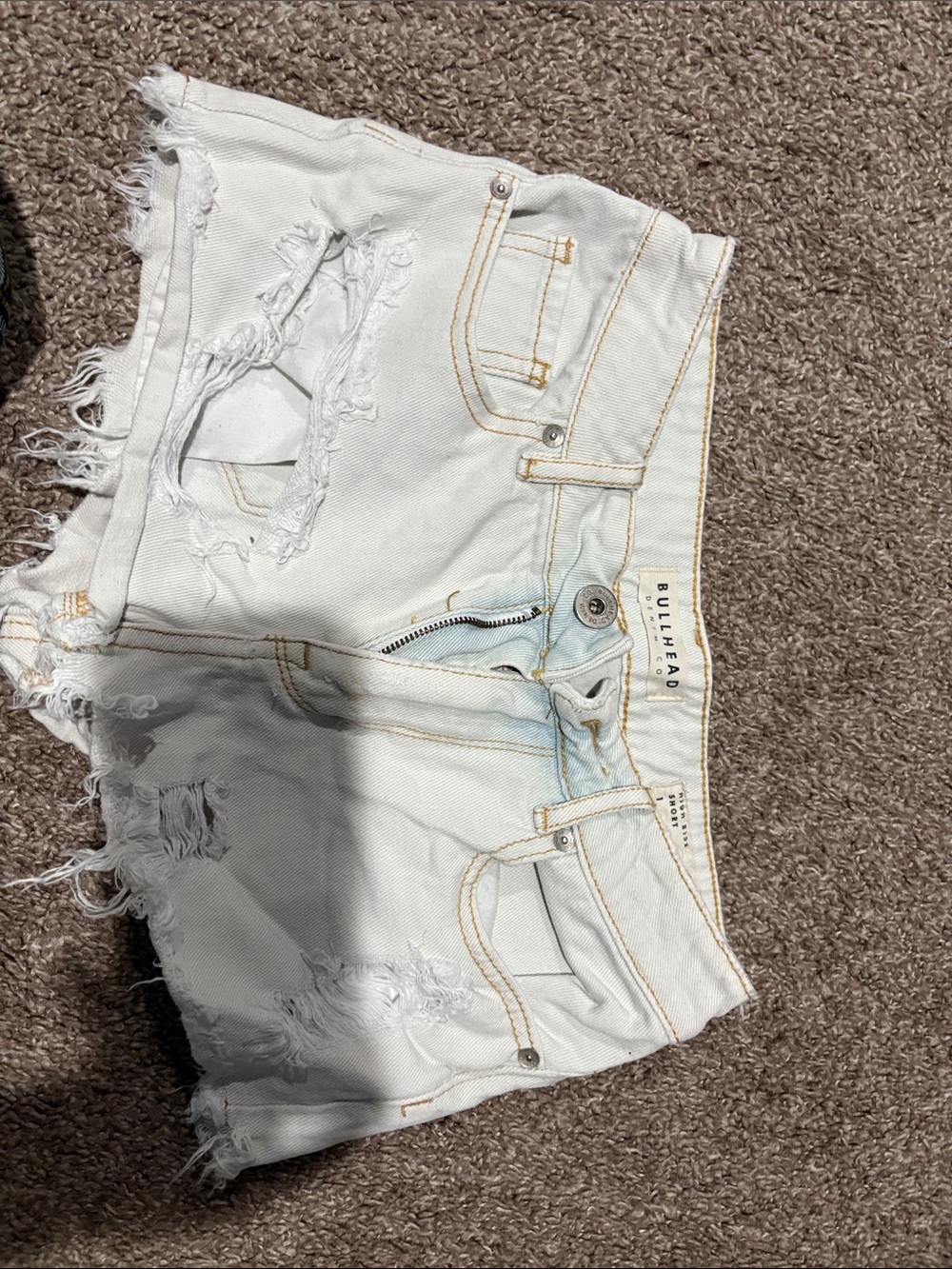 Bullhead White Distressed Denim Cutoff Shorts